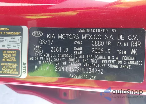 2017 Kia Forte S from USA, damaged, VIN 3KPFL4A73HE134282